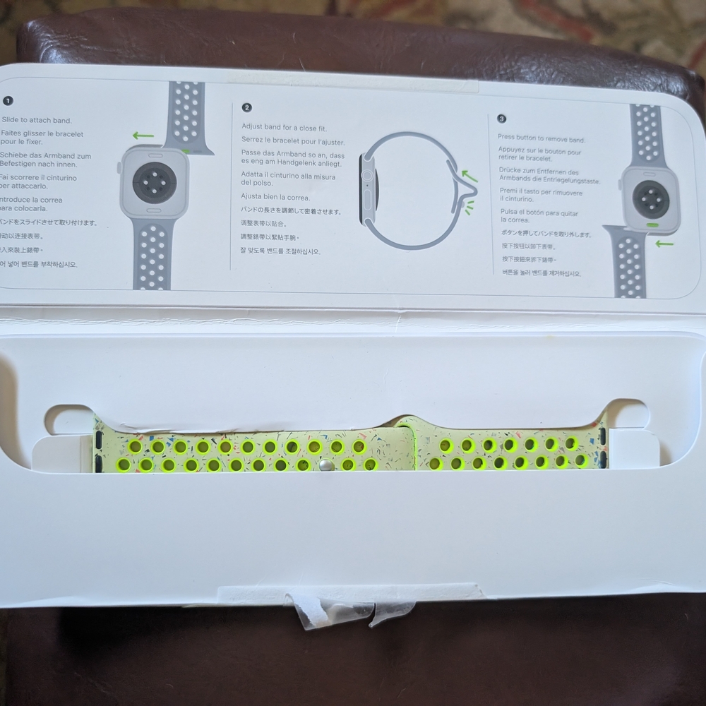 Apple Nike Speckled Yellow Sport Watch Band with Neon Accents - Picture 4 of 5